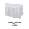 Hoffmaster 14Ft x 29" White Plastic Tableskirts, PK6 110010